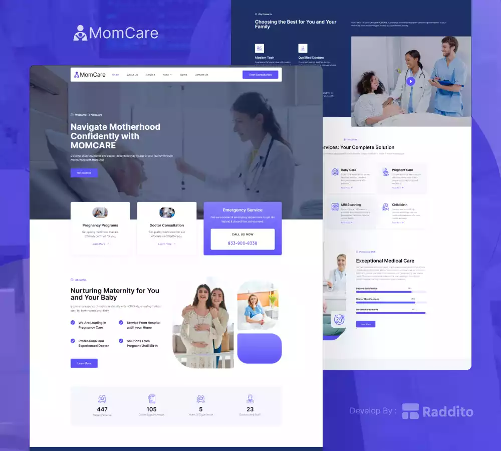 MomCare - Minimal and Modern Full Website Kit for Maternal Care