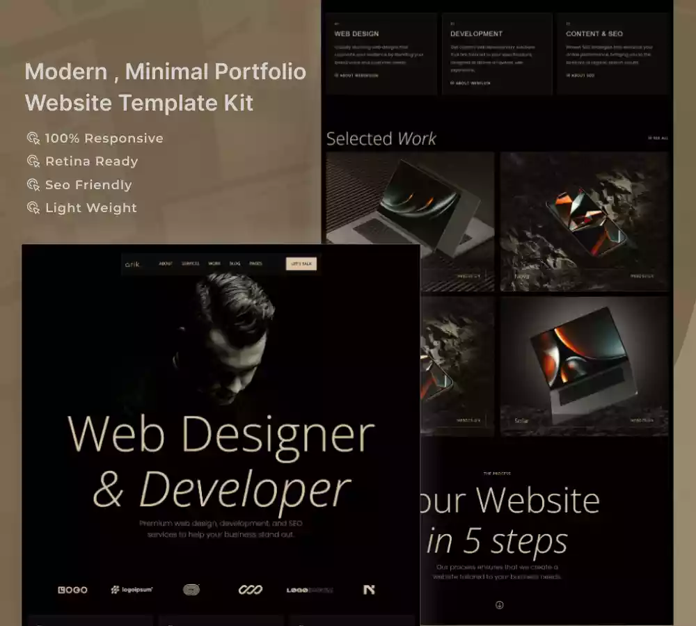 Professional Portfolio Website Design Service with Arik Template