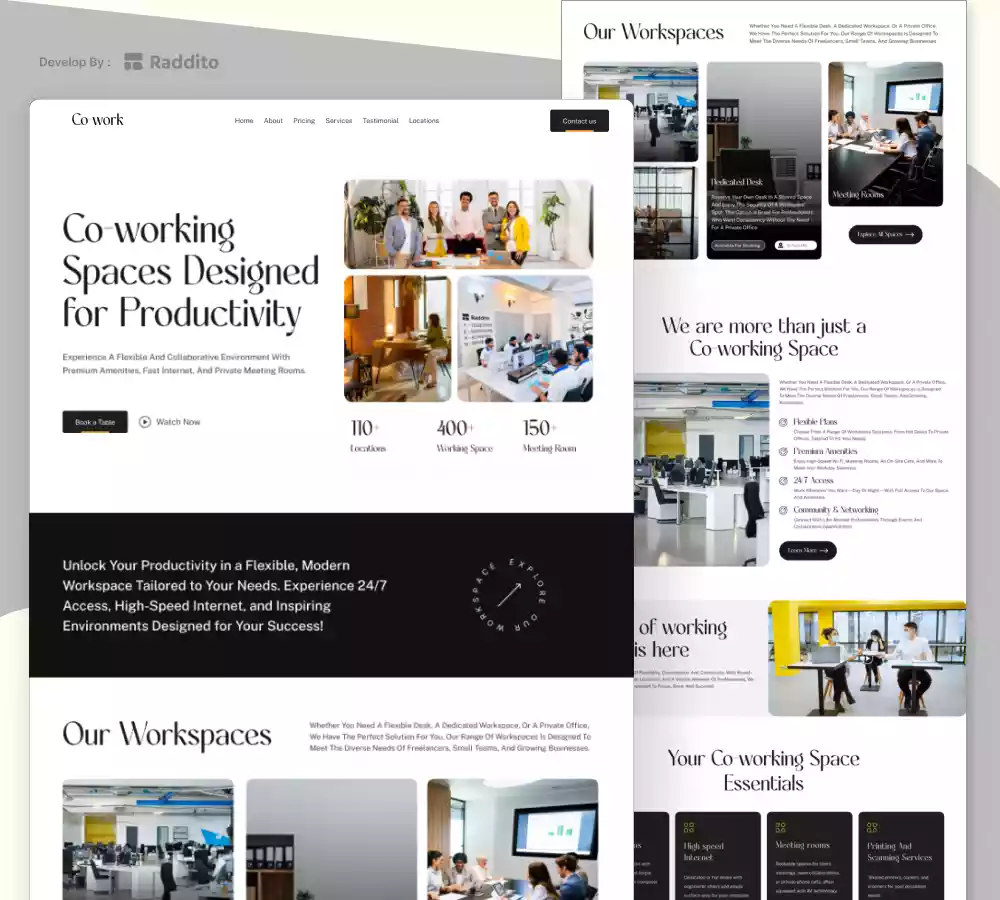 Coworking Space Website Design Service with Co-work Template