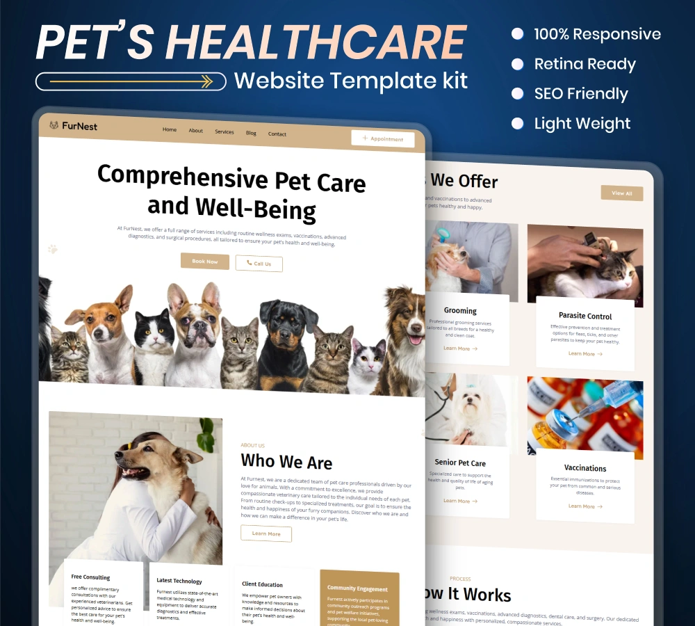 Pet Care & Well-Being Website Design Service with WordPress