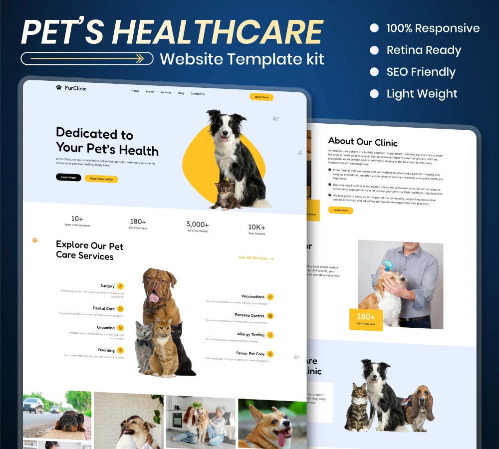 Pet care WordPress Website Template Cover