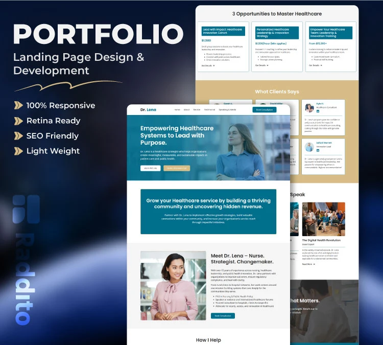 Healthcare Portfolio Landing Page Design Service: Showcase Your Expertise with Raddito