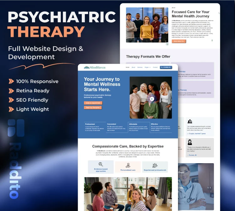 Psychiatric Therapy Website Design Service: Your Mental Health Hub with Raddito
