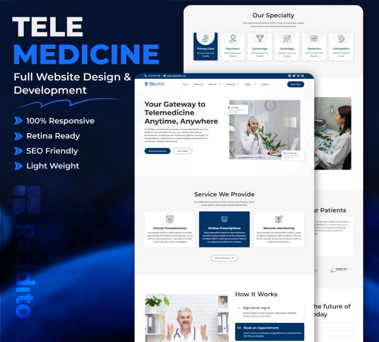 Telemedicine Full Website Design Service: Your Virtual Care Hub with Raddito