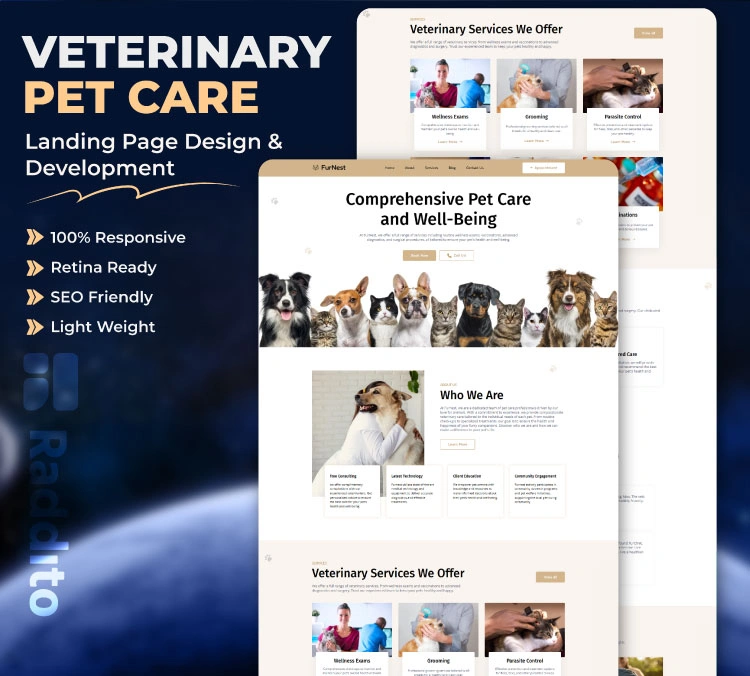 Veterinary Landing Page Design Service: Fetch Pet Parents with Raddito