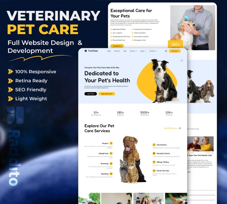 Veterinary Full Website Design Service Your Pet Care Hub with Raddito